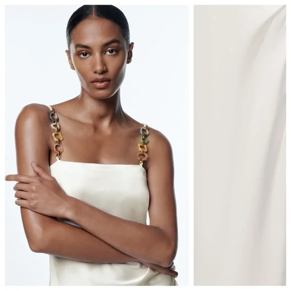 NWT. Zara Chain Strap Satin Effect Midi Dress. Size XL. - Picture 3 of 10